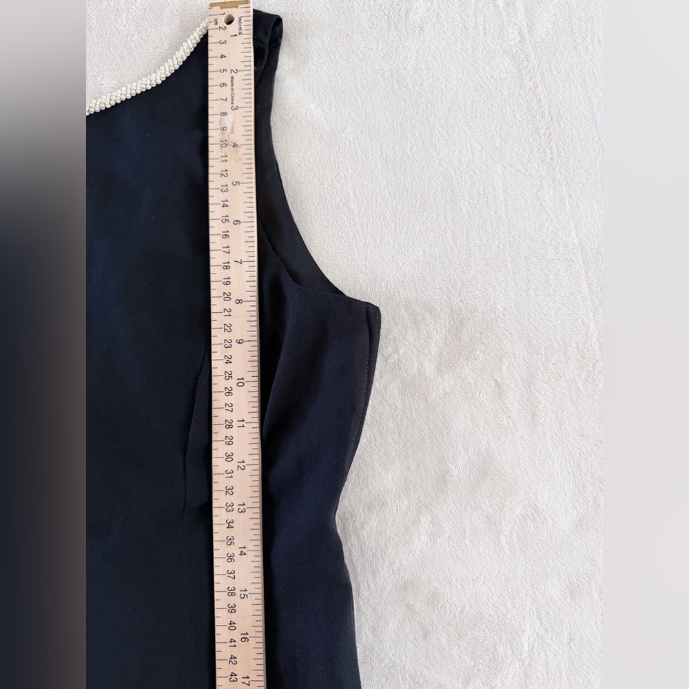 Handmade Black Long Dress Pearl Trim Open Back Elegant Evening Gown - Picture 5 of 10